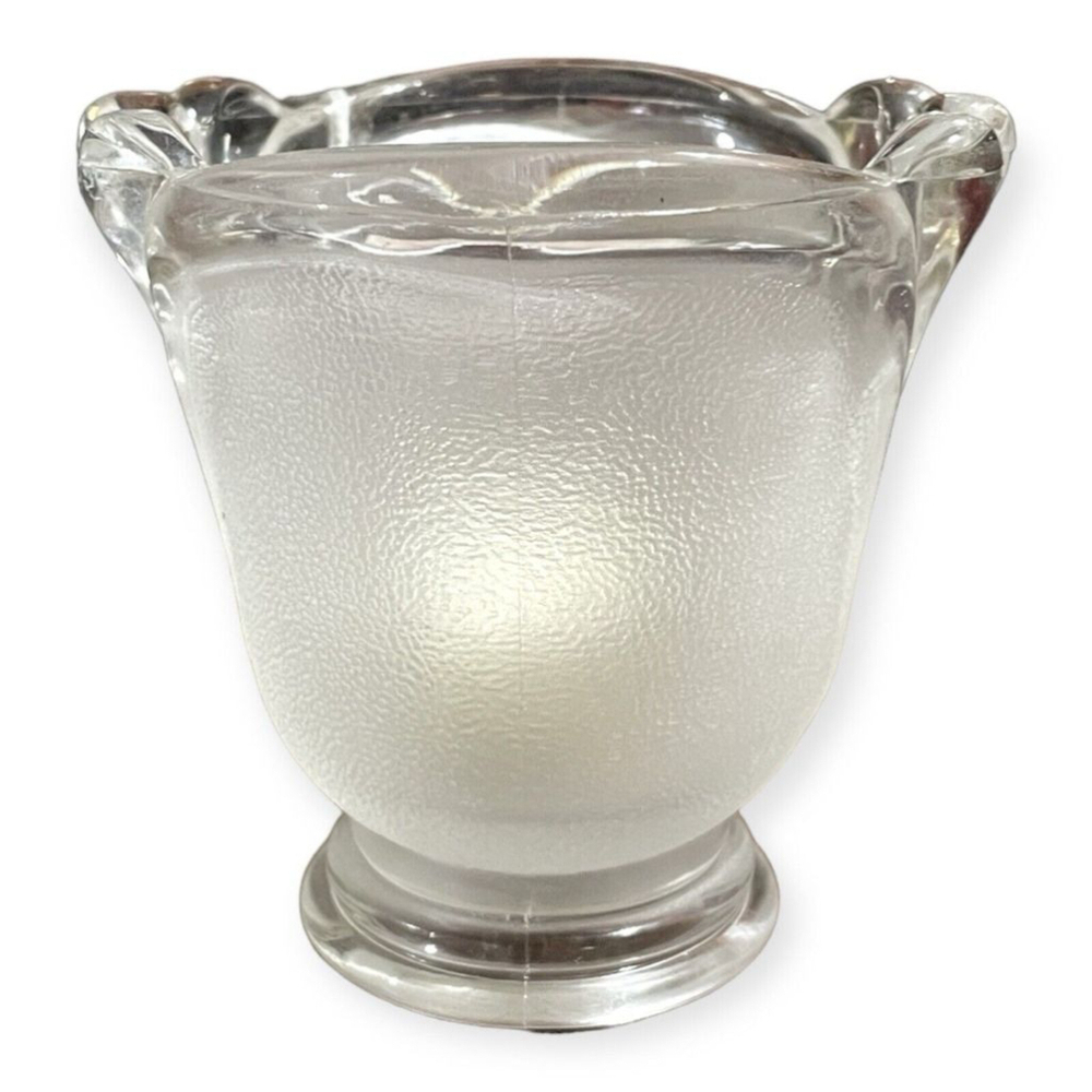 Indonesian Crystal Clear Frosted Tulip Fan Design Votive Candle Holder Vintage - Picture 4 of 13